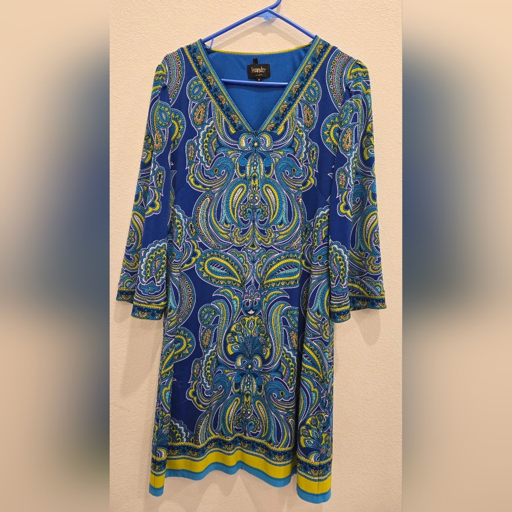 Laundry By Shelli Segal Blue Paisley Dress